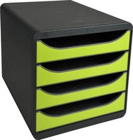 Exacompta 310725D, Exacompta Schubladenbox Big Box 4 Schubladen, Schwarz / Anisgr&uuml;n