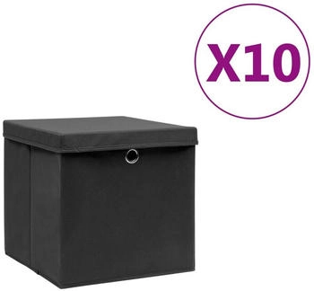 vidaXL Aufbewahrungsboxen mit Deckeln 10 Stk. 28x28x28 cm Schwarz