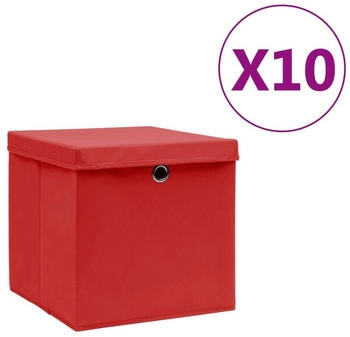 vidaXL Aufbewahrungsboxen mit Deckeln 10 Stk. 28x28x28 cm Rot