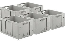 SSI Schäfer Euro Box Serie LTB 6320 aus Polypropylen Inhalt 61,7 l ohne Deckel L 600 x B 400 x H 320 mm grau 5 Stück