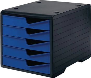 styro Ablagebox 5 Schubl.schwarz/blau Polyl H255xB270xT340mm