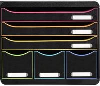Exacompta Schubladenbox STOREBOX 6 offene Schubladen Schwarz/Harlekin 306914D -
