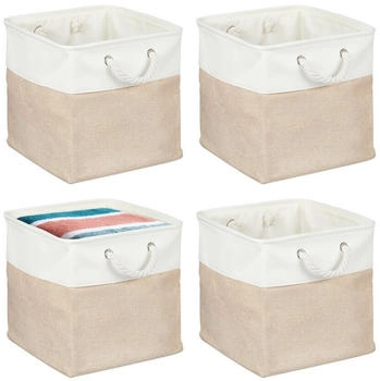 Relaxdays Aufbewahrungskorb Leinen im 4er Set Beige old