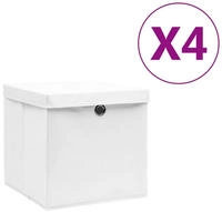 vidaXL Aufbewahrungsboxen mit Deckeln 4 Stk. 28x28x28 cm Wei&szlig;