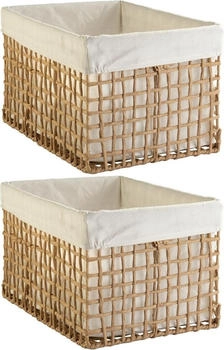 Home4You Aufbewahrungskörbe 2er Set 40 x 25 cm Beige Braun mit Stoffeinsatz 2er Set