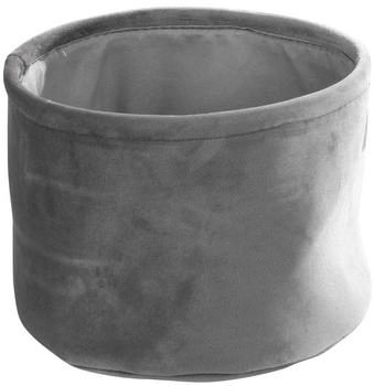 Home4You Aufbewahrungskorb Grau Samt Ø 22 x H 16 cm