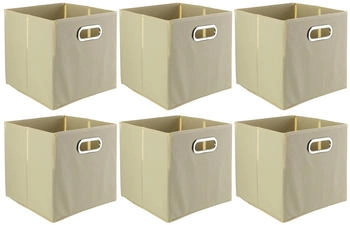casa NOVA Aufbewahrungsboxen 6er Set ENNI 27 x 27 cm Beige Vlies 6er Set