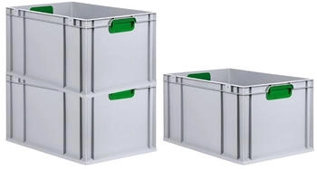 Proregal Spar Set 3x Eurobox Nextgen Color HxBxT 32 x 40 x 60 cm 65 Liter Griffe Grün Geschlossen Verstärkter Boden Eurobehälter Transportbox
