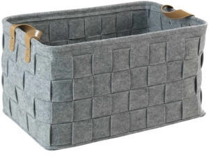 Home4You Aufbewahrungskorb B 41 cm 41 x 23 cm Hellgrau Filzgeflecht mit Tragegriffen