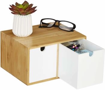Relaxdays Schreibtisch Organizer 2 Schubladen Gold