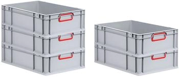 Proregal Spar Set 5x Eurobox Nextgen Color HxBxT 17 x 40 x 60 cm 34 Liter Griffe Rot Geschlossen Glatter Boden Eurobehälter Transportbox