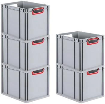 Proregal Spar Set 5x Eurobox Nextgen Color HxBxT 32 x 30 x 40 cm 30 Liter Griffe Rot Offen Glatter Boden Eurobehälter Transportbox