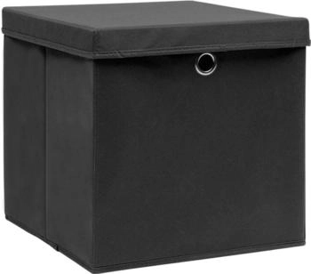 vidaXL Aufbewahrungsboxen mit Deckeln 4 Stk. Schwarz 32x32x32 cm Stoff