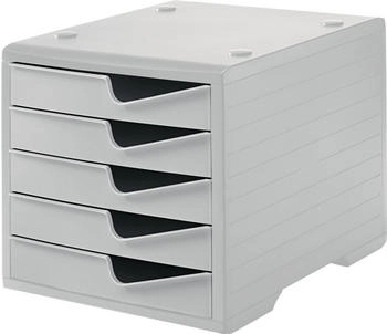 styro Schubladenbox styroswing 5 Schübe Auszugsperre & Griffmulde stapelbar B 270 x T 340 x H 255 mm Polystyrol grau-grau