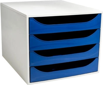 Exacompta Schubladenbox Ecobox 2286104D A4+ 4Schübe offen gr/bl