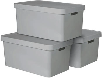 Curver 3-er Set INFINITY Box mit Deckel 45 l 27 cm (H); hellgrau 3-er Set INFINITY Box mit Deckel
