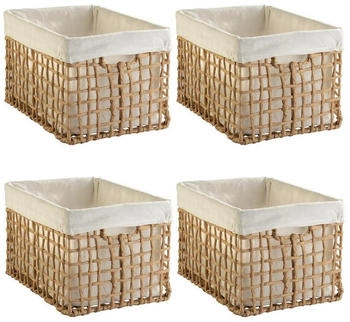Home4You Aufbewahrungskorb 4er Set 35 x 22 cm Beige Braun mit Stoffeinsatz 4er Set