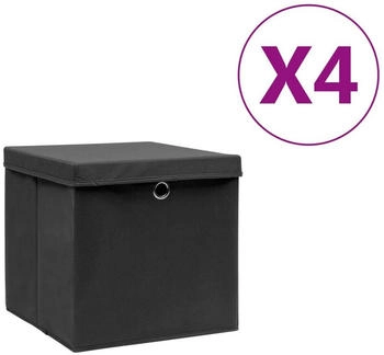vidaXL Aufbewahrungsboxen mit Deckeln 4 Stk. 28x28x28 cm Schwarz