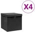 vidaXL Aufbewahrungsboxen mit Deckeln 4 Stk. 28x28x28 cm Schwarz