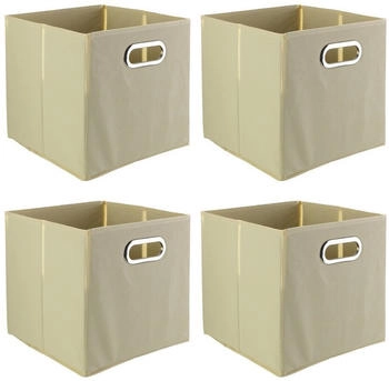 casa NOVA Aufbewahrungsboxen 4er Set ENNI 27 x 27 cm Beige Vlies 4er Set