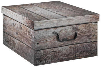 Home4You Aufbewahrungsbox Grau Weiß 51 x 37 cm recycelter Karton Holzkistenoptik