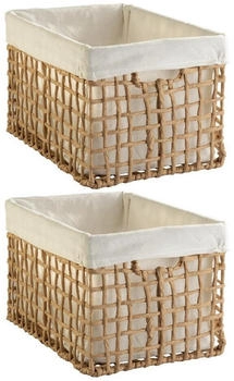 Home4You Aufbewahrungskorb 2er Set 35 x 22 cm Beige Braun mit Stoffeinsatz 2er Set
