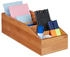 Relaxdays 4 x Aufbewahrungsbox Bambus Gold