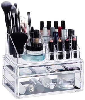 Relaxdays Make-Up Organizer mit 2 Schubladen Gold