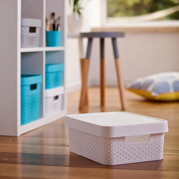 Curver Aufbewahrungsbox mit Deckel durchbrochener Infinity 36 x 27 x 14 cm weiß