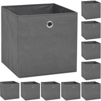 vidaXL Aufbewahrungsboxen 10 Stk. Vliesstoff 32 x 32 x 32 cm Grau