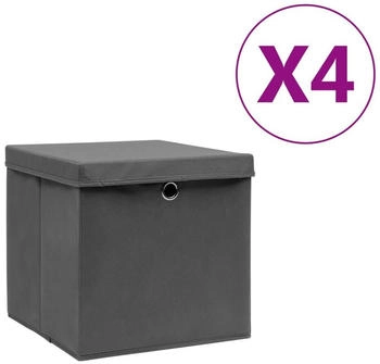 vidaXL Aufbewahrungsboxen mit Deckeln 4 Stk. 28x28x28 cm Grau
