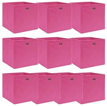 vidaXL Aufbewahrungsboxen 10 Stk. Rosa 32x32x32 cm Stoff