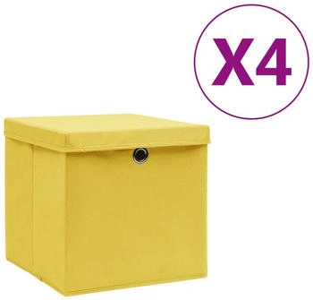 vidaXL Aufbewahrungsboxen mit Deckeln 4 Stk. 28x28x28 cm Gelb
