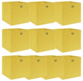 vidaXL Aufbewahrungsboxen 10 Stk. Gelb 32x32x32 cm Stoff