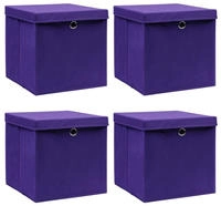 vidaXL Aufbewahrungsboxen mit Deckeln 4 Stk. Lila 32x32x32 cm Stoff