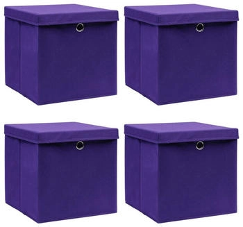 vidaXL Aufbewahrungsboxen mit Deckeln 4 Stk. Lila 32x32x32 cm Stoff