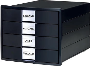 HAN Schubladenbox Impuls 2.0 4 Schubladen Format A4 stapelbar geschlossen öko-schwarz