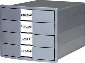 HAN Schubladenbox Impuls 2.0 4 Schubladen Format A4 stapelbar geschlossen &ouml;ko-grau