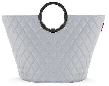Reisenthel Dekorationskorb aus grauem abgestepptem Polyester runde Henkel schwarz S rhombus light grey S grau