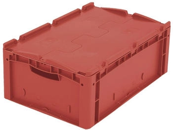 BITO Euronorm-Stapelbehälter rot Inhalt 43 l Zweiteiliger Scharnierdeckel HxLxB 220x600x400mm 43l PP rot Wände geschlossen Boden geschlossen 2tlg. Deckel