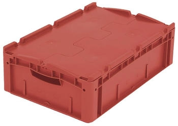 BITO Euronorm-Stapelbehälter rot Inhalt 32 l Zweiteiliger Scharnierdeckel HxLxB 170x600x400mm 32l PP rot Wände geschlossen Boden geschlossen 2tlg. Deckel