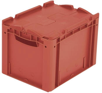BITO Euronorm-Stapelbehälter rot Inhalt 25 l Zweiteiliger Scharnierdeckel HxLxB 270x400x300mm 25l PP rot Wände geschlossen Boden geschlossen 2tlg. Deckel