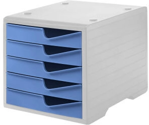 styro Schubladenbox styroswing 5 Schübe Auszugsperre & Griffmulde stapelbar B 270 x T 340 x H 255 mm Polystyrol grau-cornflower