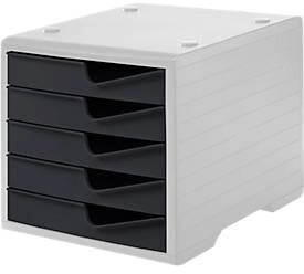 styro Schubladenbox styroswing 5 Schübe Auszugsperre & Griffmulde stapelbar B 270 x T 340 x H 255 mm Polystyrol grau-anthrazit