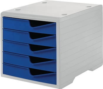styro Ablagebox 5 Schubl.grau/blau Polyl H255xB270xT340mm