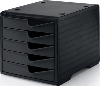 styro Schubladenbox styroswing 5 Schübe Auszugsperre & Griffmulde stapelbar B 270 x T 340 x H 255 mm Polystyrol schwarz-schwarz