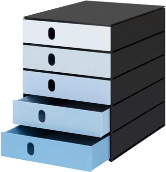 styro Schubladenbox Styroval Pro Color Flow für Formate bis C4 5 geschlossene Schübe blau/schwarz Farbverlauf