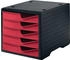 styro Schubladenbox styroswing 5 Schübe Auszugsperre & Griffmulde stapelbar B 270 x T 340 x H 255 mm Polystyrol schwarz-cranberry