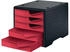 styro Schubladenbox styroswing 5 Schübe Auszugsperre & Griffmulde stapelbar B 270 x T 340 x H 255 mm Polystyrol schwarz-cranberry