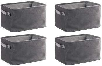 Home4You Aufbewahrungskörbe 4er Set 33 x 23 cm Grau Samt mit Griffen 4er Set